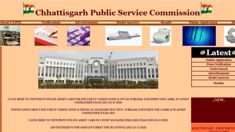 CGPSC SI Admit Card