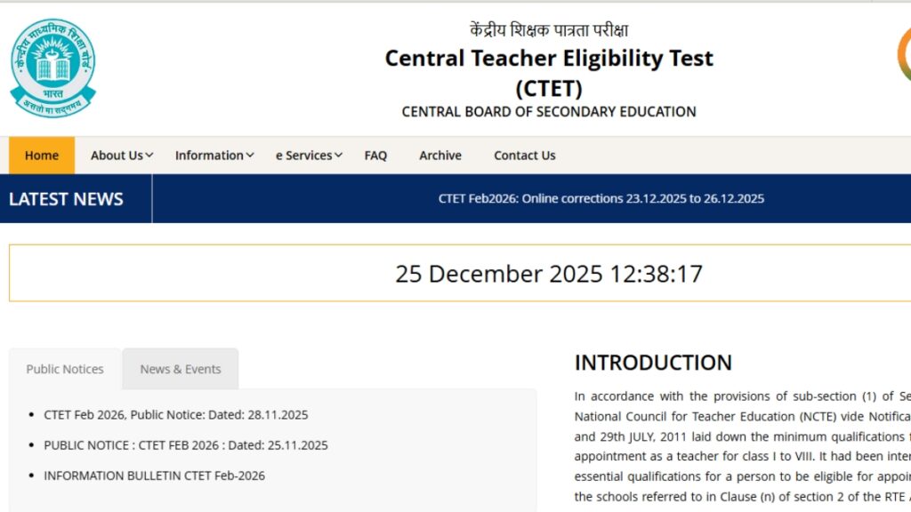 CTET Correction Window