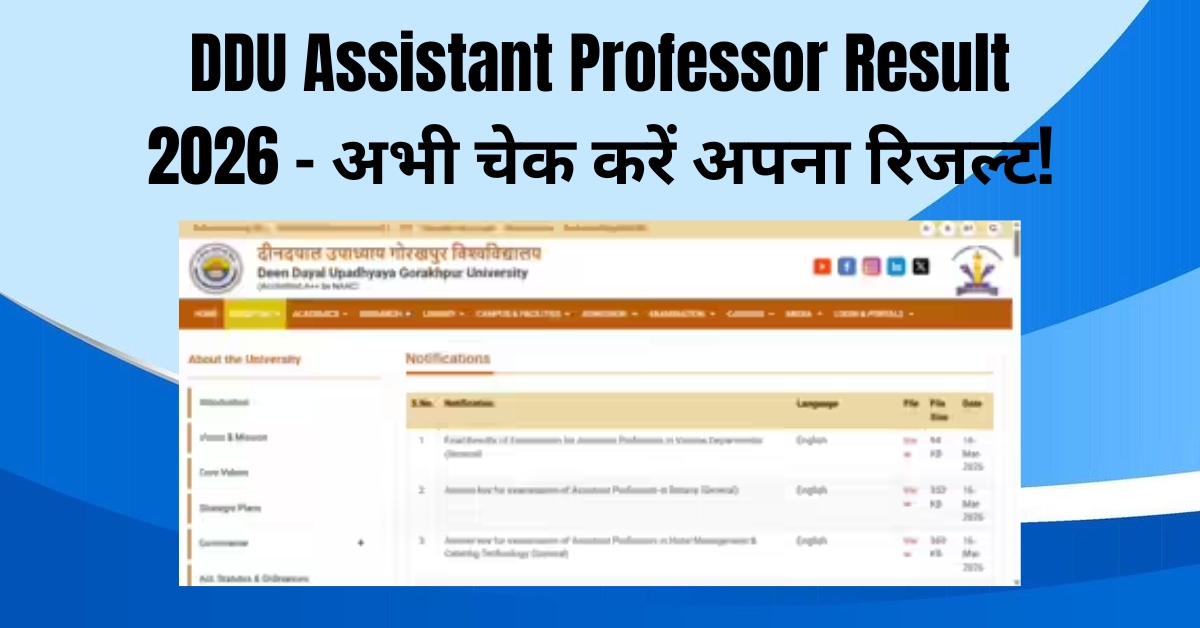 DDU Assistant Professor Result 2026