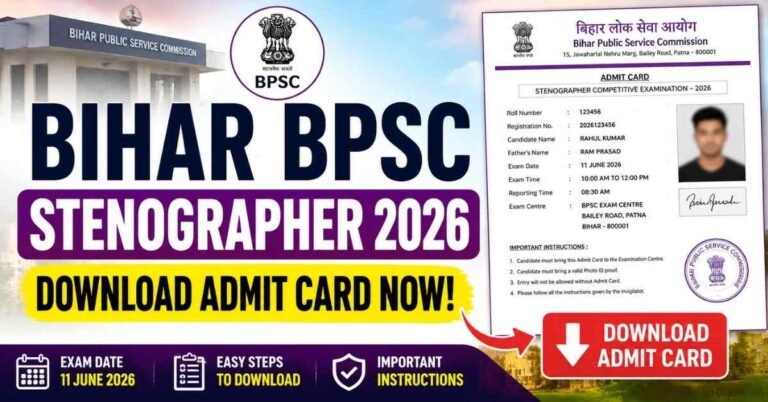 Bihar BPSC Stenographer Admit Card 2026