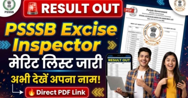 PSSSB Excise Inspector Result 2026
