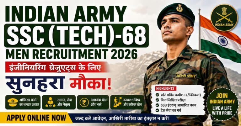 Indian Army SSC (Tech)-68 Men Recruitment 2026